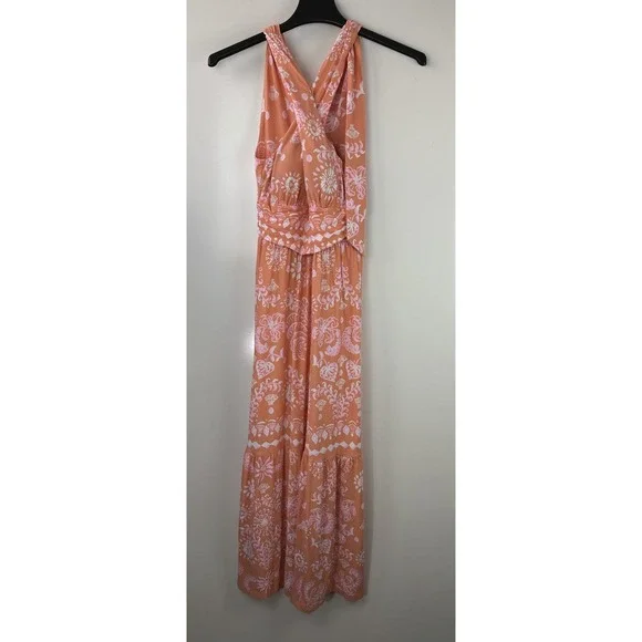 Lilly Pulitzer Montecito Mixed Print Cross Neck Maxi Halter Dress EUC Size XS - Picture 15 of 16
